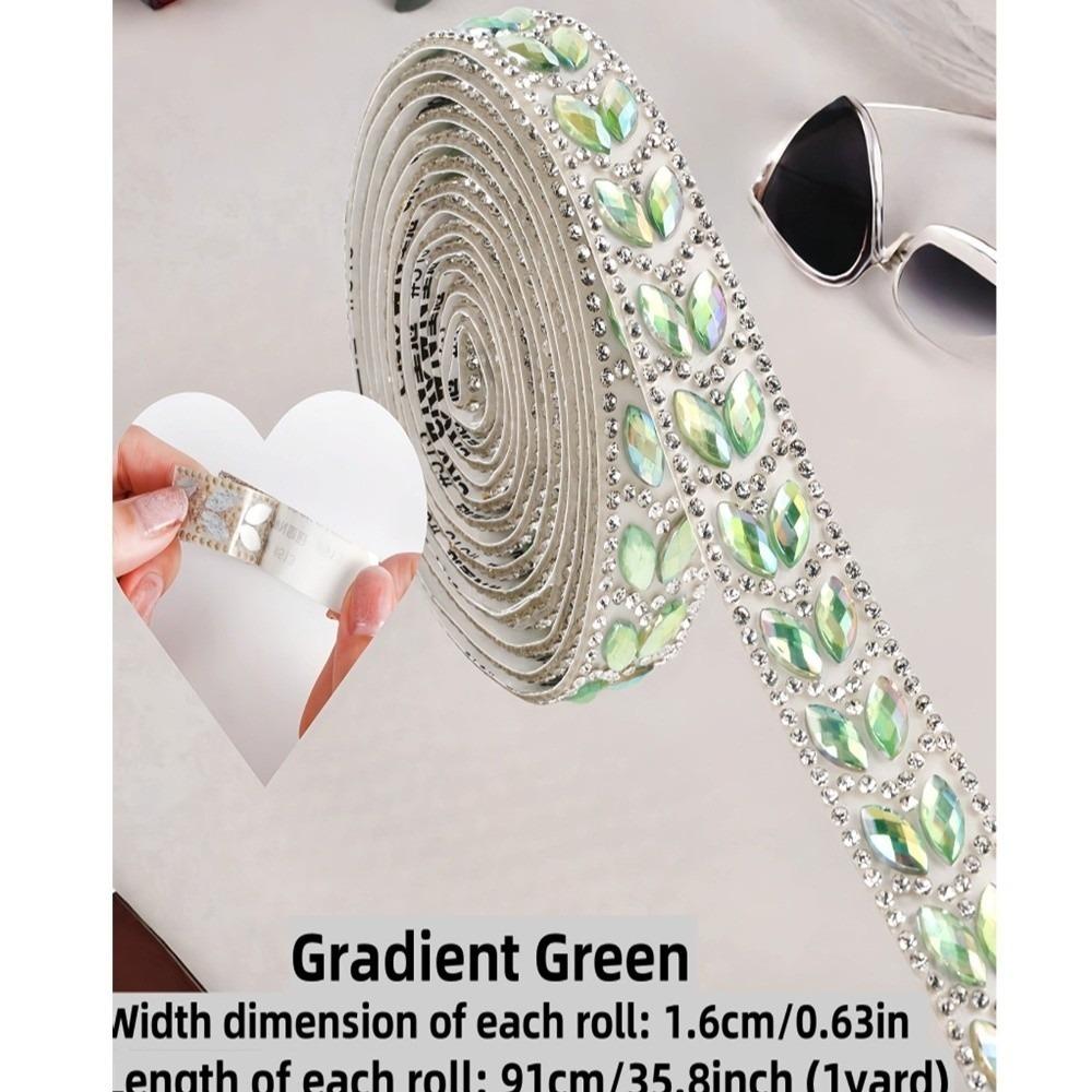 

1 ярд ленты со стразами, самоклеящаяся, термоплавкая, для горячего fix, стразы AB-цвета, для DIY-поделок, отделка стразами, аксессуары для одежды