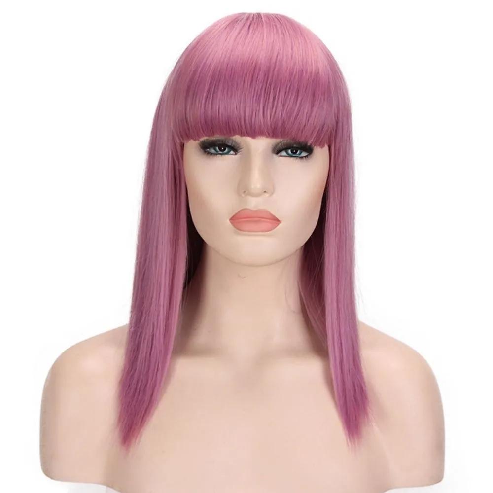 Theater Prop Pink Violet Long Hair Wig Cosplay Makeup Wig