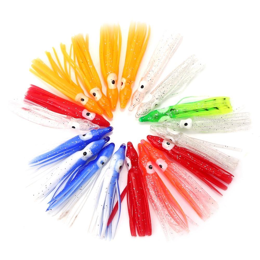 50PCS Mixed Color Octopus Fishing Lures Soft Saltwater Fishing Lures  Saltwater Fishing
