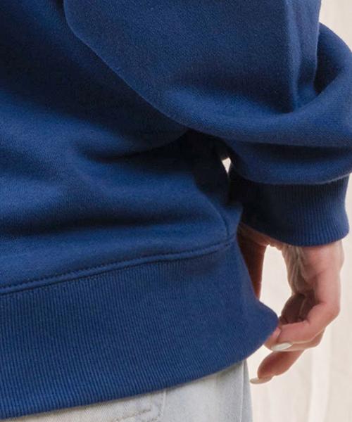 Ellamo French Terry Half-Zip Collared Oversized Sweatshirt [Blue]