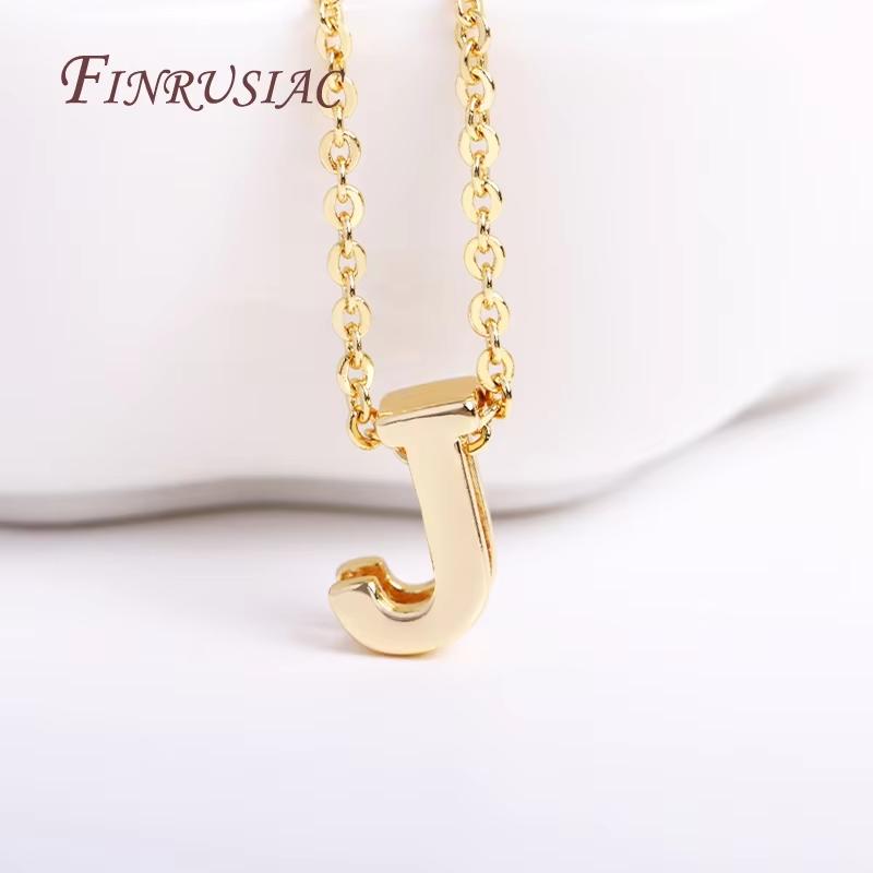 Gold Plated Brass Metal Initial 26 Letters Pendants Pendants Necklace For Women Jewelry Accessories Thin Chain Necklaces Female