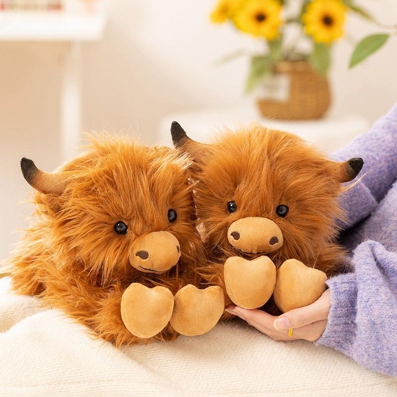 Yak Plush Toy With Long Fur Realistic Highland Bull For Kids And Collectors