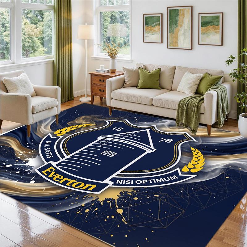 Everton Football Design Crystal Velvet Rug Soft Decorative Mat for Bedroom Entrance