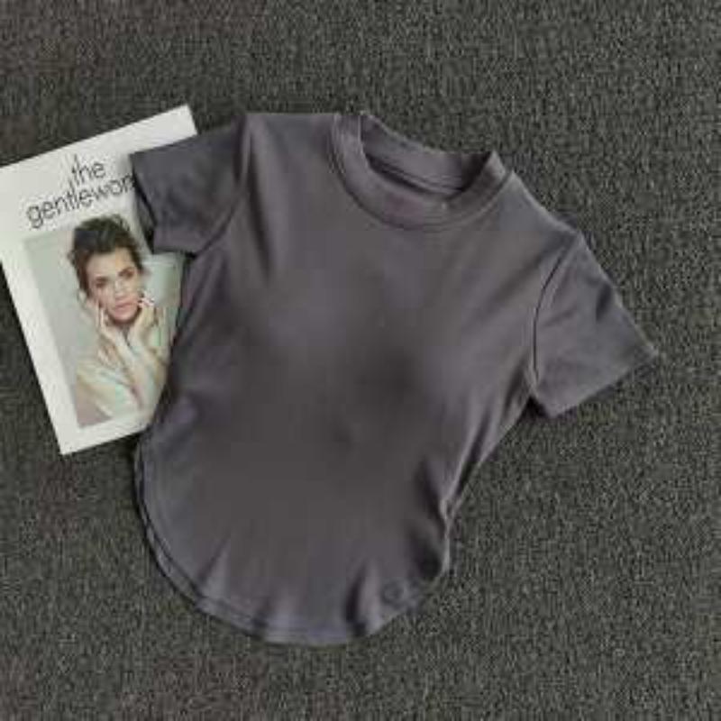 

Women s Royal Blue Mock Neck Short-Sleeve Fitted T-Shirt Curved Hem Soft Elastic Casual Top S сірий колір