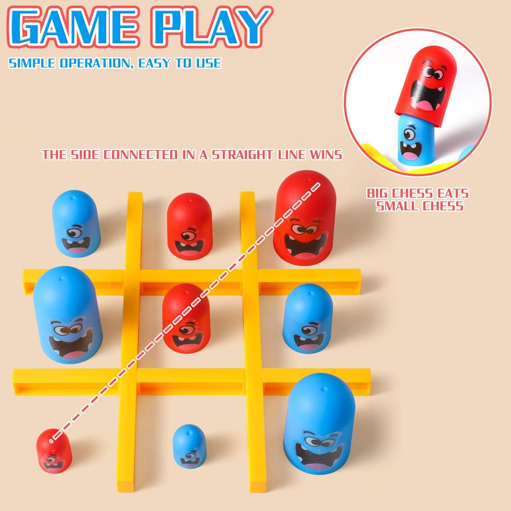 AIUAZA Tic Tac Toe Strategy Board Game for Kids and Party Desktop Strategy Head Friendly Educational Board Party Toy for 2 Players Home, Game, Game,