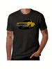 Manta A Men's Casual Graphic T-Shirt- Black with Yellow Vintage Car Print