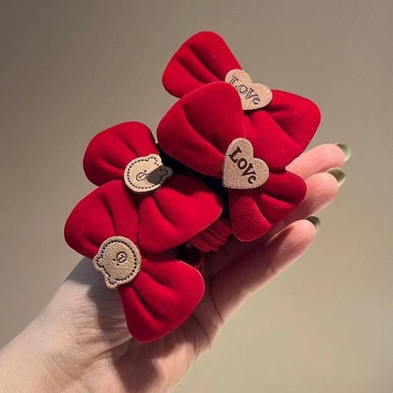 

2 шт. Новогодний винно-красный бархатный бант, резинка-повязка на голову, петля для волос, атмосфера, красный праздничный аксессуар для волос