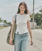 OSTKAKA Asymmetrical Snap T-Shirt White