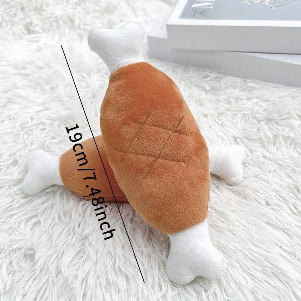 1 szt. - Pluszowa zabawka dla psa lub kota - Podwójnie kościana nóżka kurczaka, wydająca dźwięk i odporna na gryzienie, wyłącznie do użytku przez zwierzęta