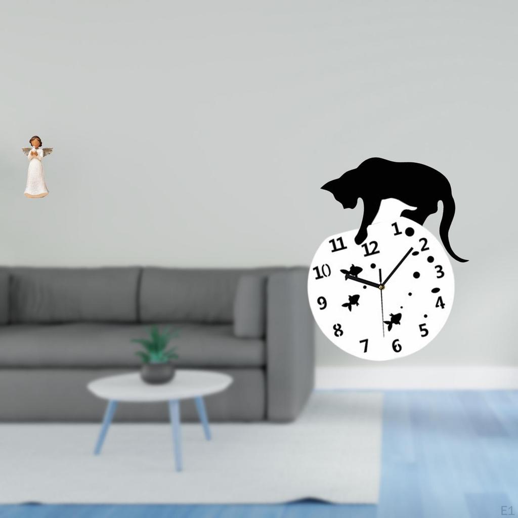 Cherub Resin Figurine Holding Pigeon Decorative Wall Clock Quiet Movement Living Room Non Ticking