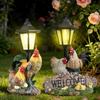 Solar Powered Chicken Garden Lamp Animal Resin Sculpture Figurine Light Cute Sculpture Lamp Lawn Courtyard Garden Decoration