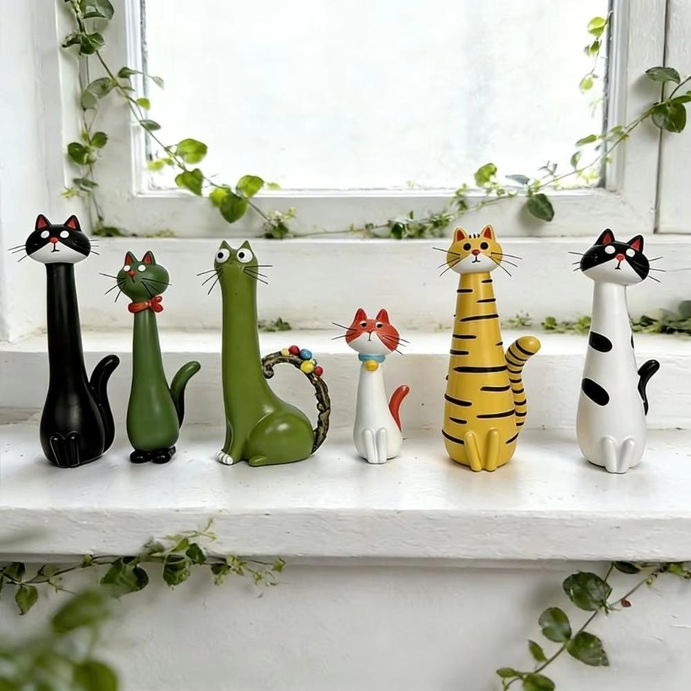 Cartoon Cat Shaped Flower Planter Handcrafted Resin Cat Flower Holder Plant Pot Ornament Bedroom
