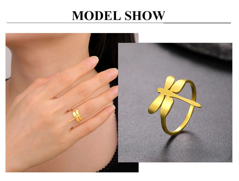 Cazador Stainless Steel Dragonfly Rings for Women Gold Color Finger Rings Jewelry Party Birthday Gift Wholesale 2026 Trend New