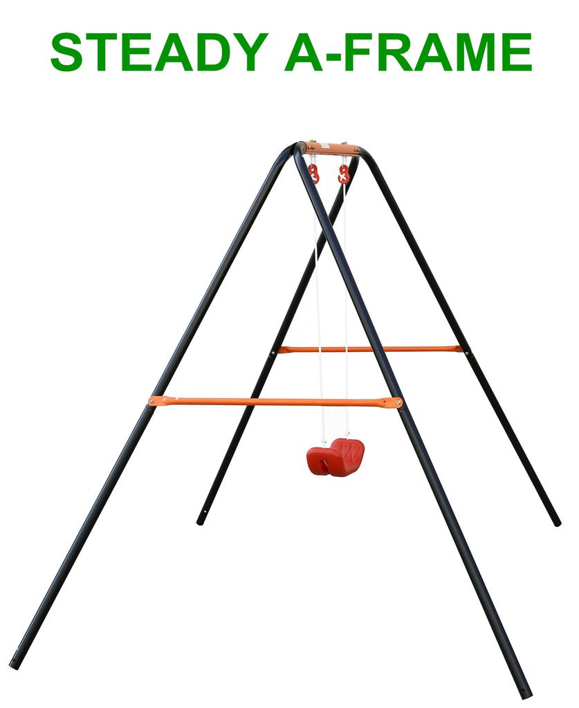Single-Person Metal Swing, Robust Steel Frame, Thick Blow-moulded Seat, for Garden / Outdoor Use