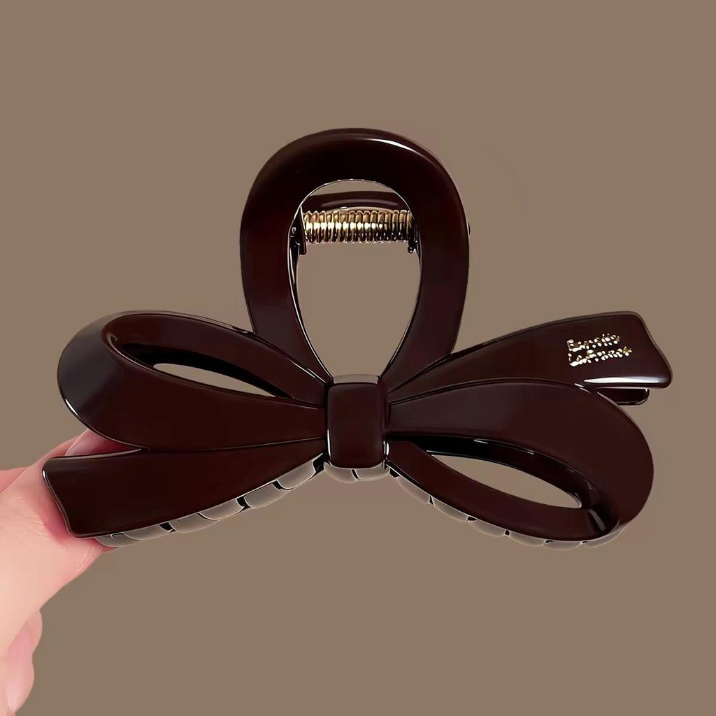 Korean Leopard Print Bow Hair Claw: Extra Large High-End Half Updo Clip for Women