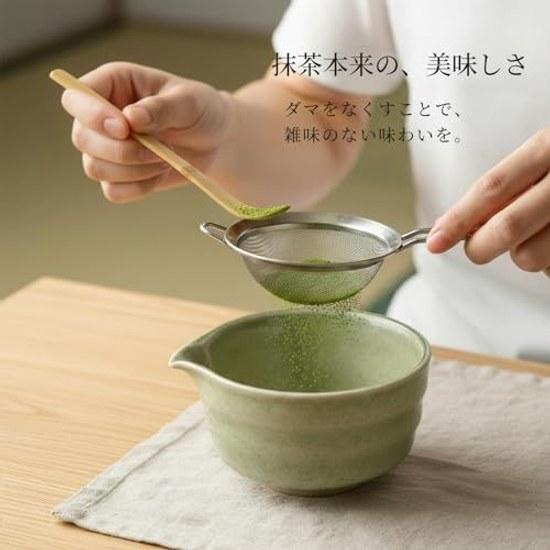 Matcha set 6 pieces chasen (bamboo whisk) hyakuhon-dachi (whisk holder) bowl chashaku (tea scoop) chasen-tate stand) sieve. Includes teacup spout as