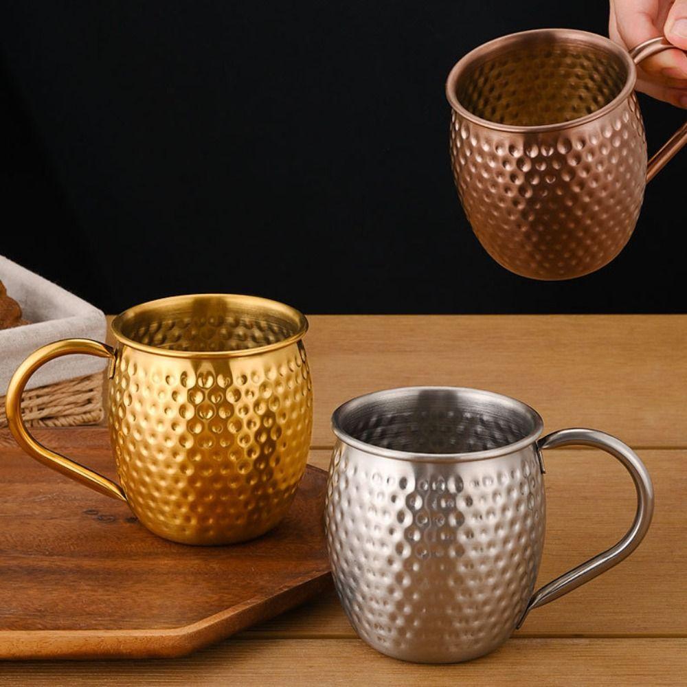 Retro Drinking Cup Hammer Pattern Stainless Steel Cup Wine Cup Moscow Mule Mug  Kitchen