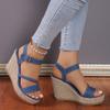 New Summer Women's Wedge Sandals Ultra-high Heel Straw Weave One-Strap Thick Sole Versatile Design