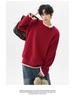 Jian Heng Red Henley Collar Men's Knit Sweater - Loose & Cozy for Autumn/Winter Christmas & New Year