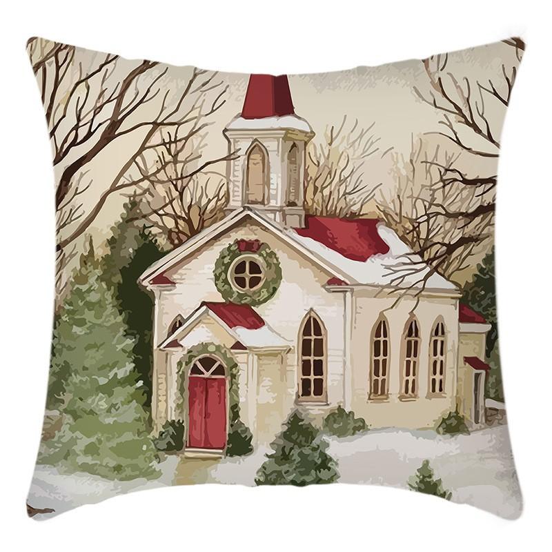 Christmas Pillow Red Christmas Tree Snowflake Home Decoration Pillow Cover