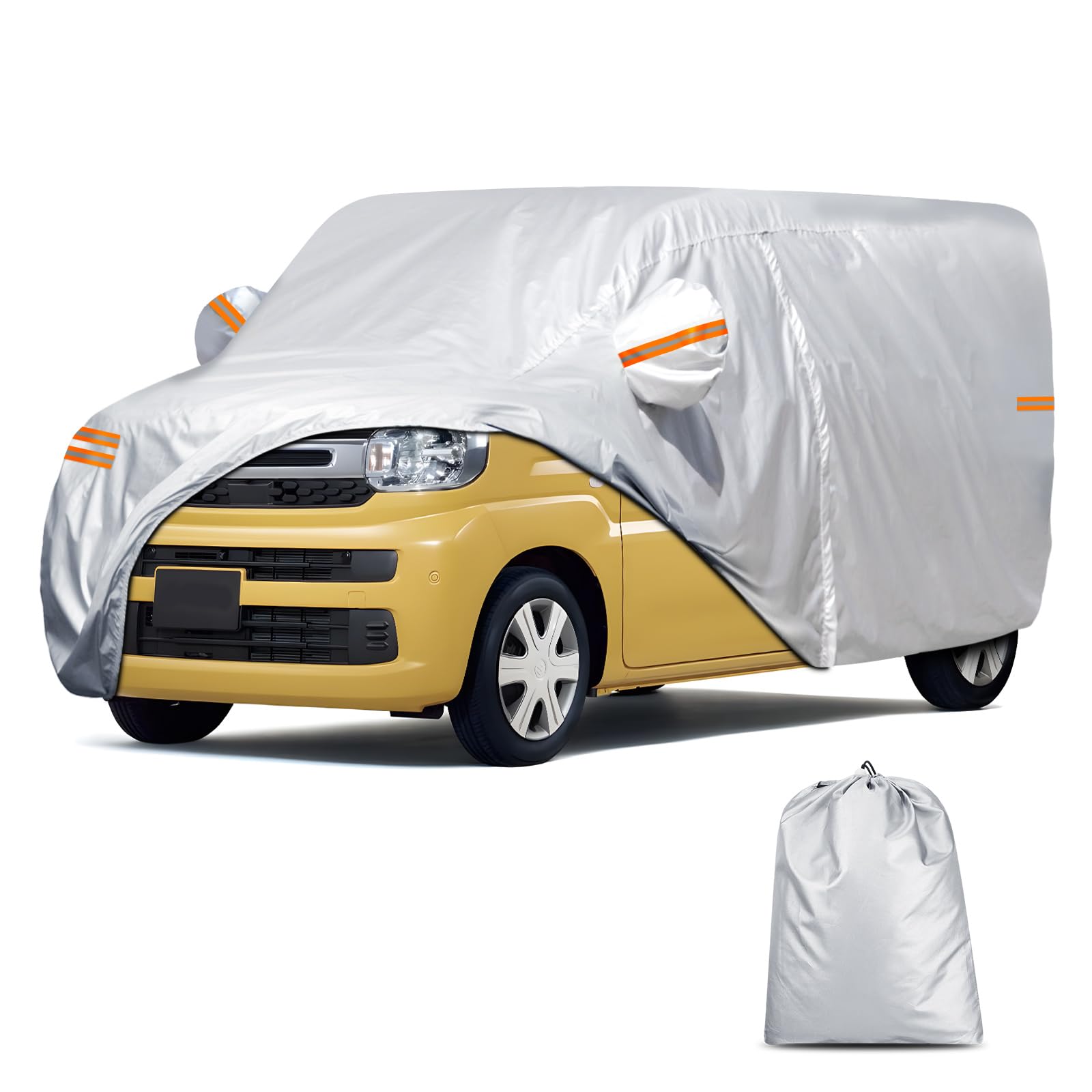

NAISOR Чехол для автомобиля для Suzuki 210D Чехол для кузова с ветрозащитной лентой и 6 светоотражающими водонепроницаемыми чехлами для защиты от УФ-лучей, града, желтого песка, тайфуна, подходит для всех автомобилей