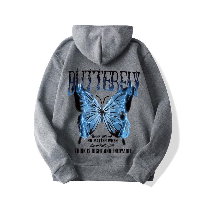 2025 European and American new letter fashion multi-color butterfly casual hooded fleece sweater