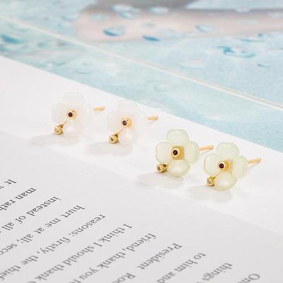Šťastné retro náušnice s Hetian Jade pro ženy - Niche design 2022