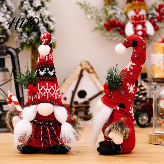 Handcrafted Holiday Table Accessory Christmas Plush Gnome Doll Knitted Hat Faceless Doll Ornament for Charming Corner Display Tabletop Decoration,