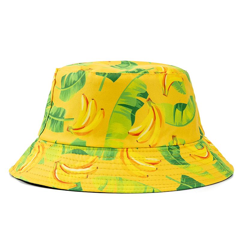 Hot Sale Unisex Bucket Hats Summer Double-sided Wear Fruit Printing Women Cap Outdoor Sun Hat Men Classic Panama Bucket Hat