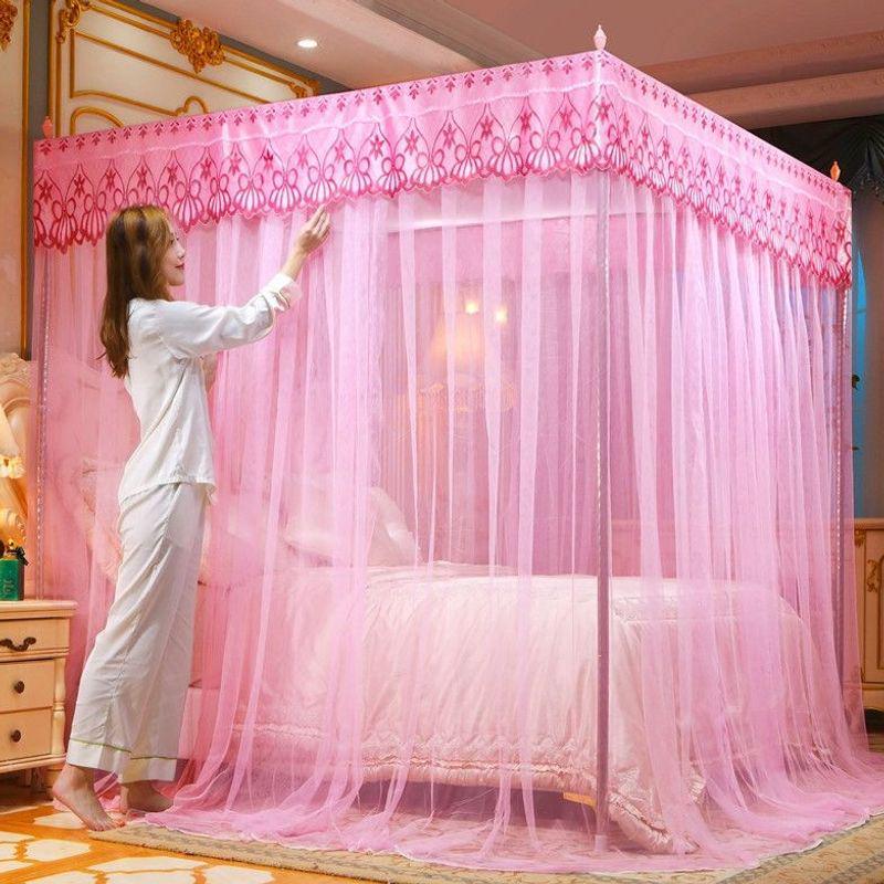 3-Door Thickened Mosquito Net for 1.2m, 1.5m, 1.8m Beds - Princess Palace Design, Floor-Standing, For Home Use.