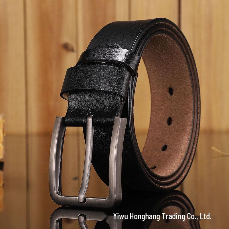 Herren Breit Vintage Rindsleder Gürtel mit Dornschließe - Übergröße