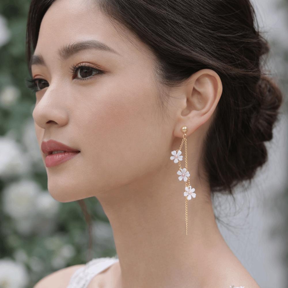 Versatile Pendant Earrings Resin Flower Earrings Elegant Fringe Hoop Earrings  Fashion Events