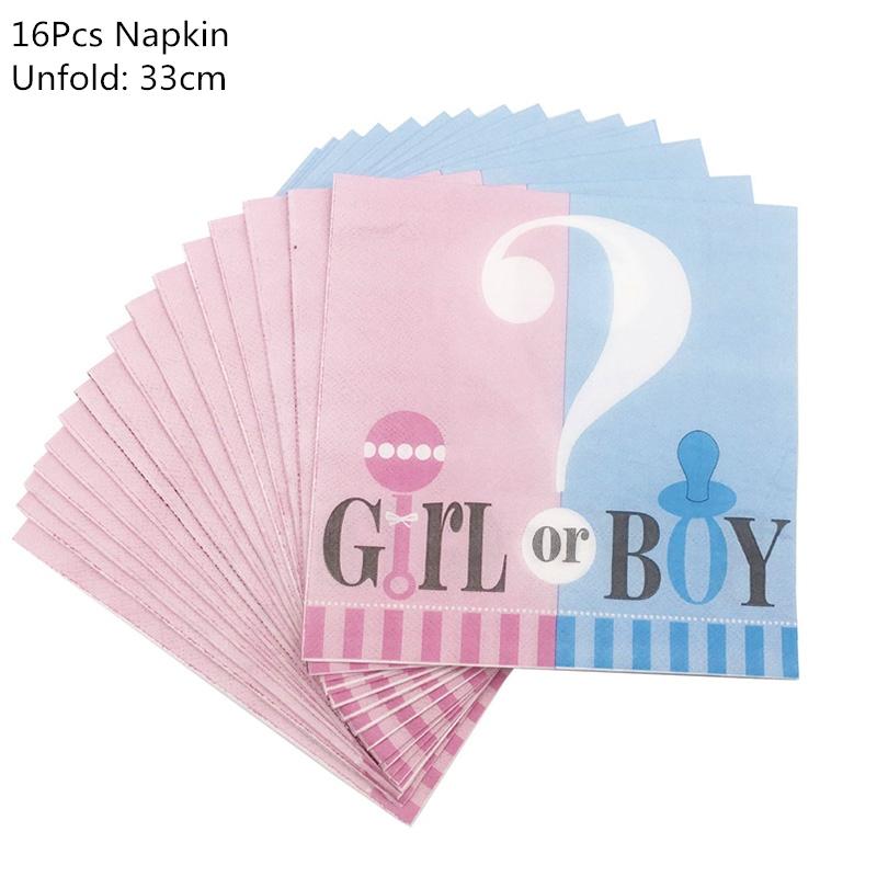 Gender Reveal Disposable Tableware Set Baby Shower Boy Or Girl Plate Napkin Tablecloth Gender Reveal Party Decorations Supplies