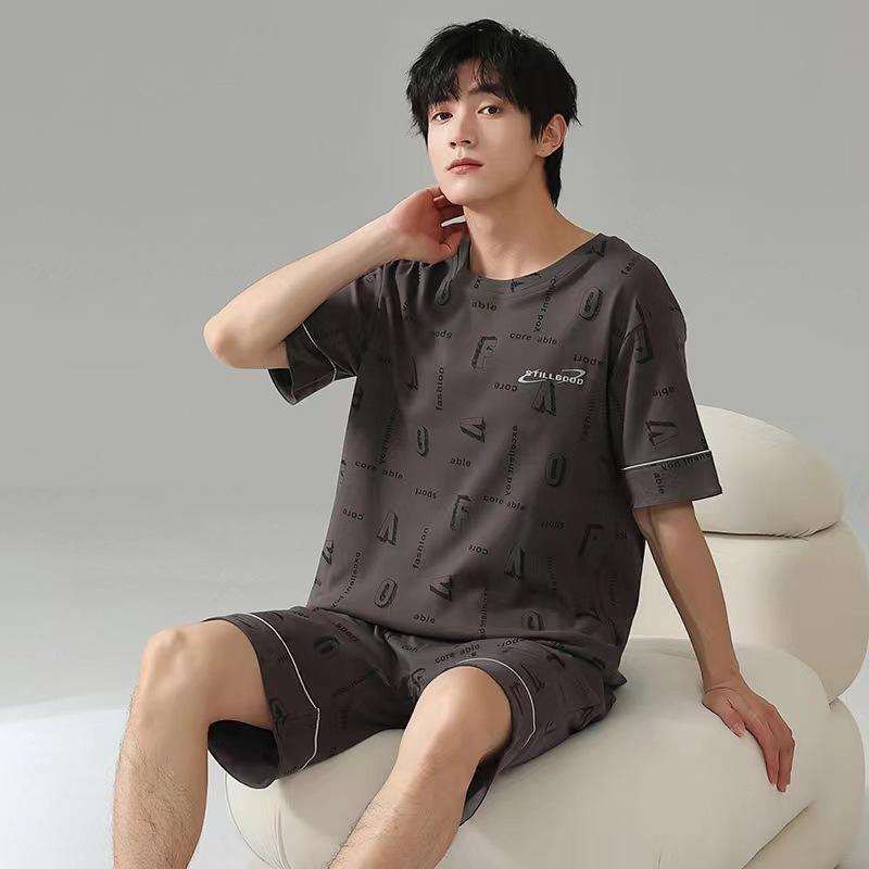 Summer Men's Pajamas Knit Pajamas Set Pajamas Big Boys Pajamas Family Clothing