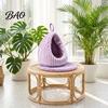 Plush Parrot Bed Hanging Nest Bed, Winter Striped Water Drop Shape Cozy Cave with Removable Cushion, Bird Cage Hammock for Budgerigar Cockatiel