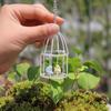 Micro Landscape Birdcage Ornaments, Vintage Iron Bird Cage, Decorative Hanging Bird Cage Decor, Hanging Frame Bird Cage Decor, Small Birdcages for