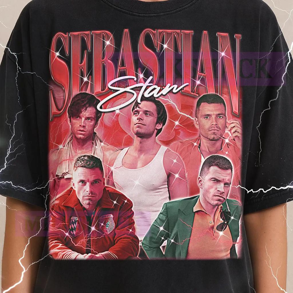 Vintage 90s Retro Sebastian Stan Bootleg T Shirt Celebrity Actor Throwback Vintage Streetwear Slightly