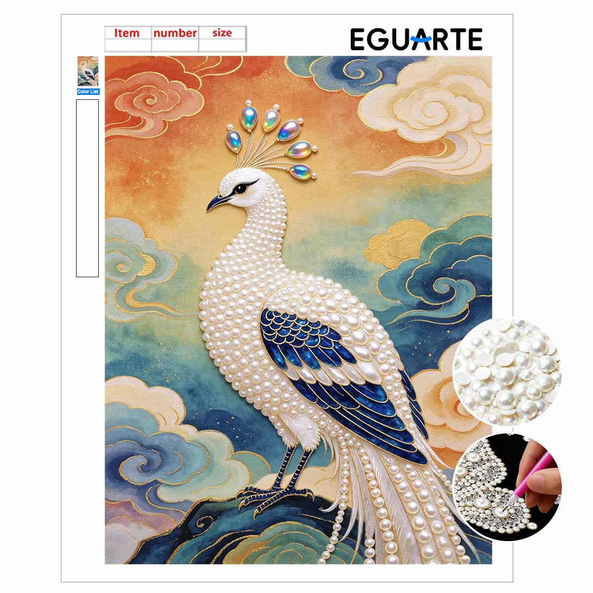 5D Pearl Kit Majestic Peacock Design DIY Rhinestone Art for Home Wall Decoration Stress Relief Handmade Gift Frameless 30x40cm