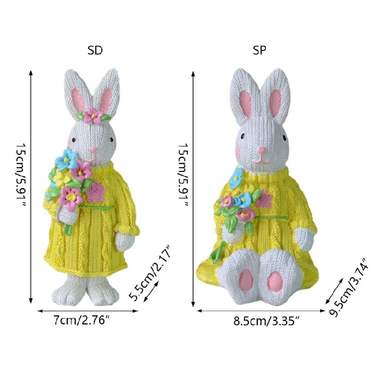 Easter Bunny Figurine Resin Woven Rabbit Statue Party Background Decor Accessory