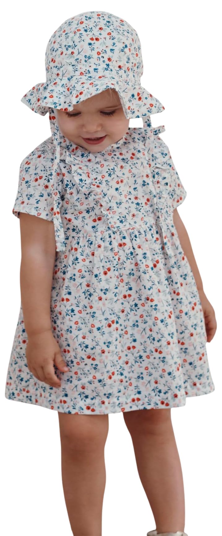 

dress A0CLI 18 months 81cm [Petit Bateau] Short-sleeved Off-white/Multicolor
