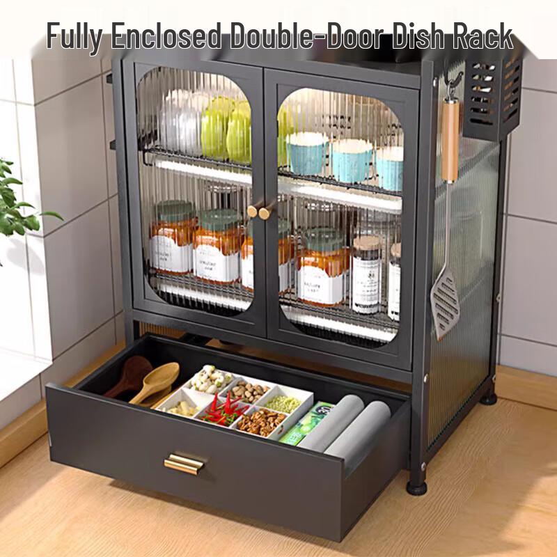 Beifu Deluxe Carbon Steel Dish Drying Rack with Drawer