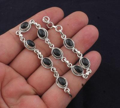 Solid 925 Sterling Silver Black Onyx Gemstone Boho Designer Bracelet Wedding Gift Jewelry Handmade Jewelry