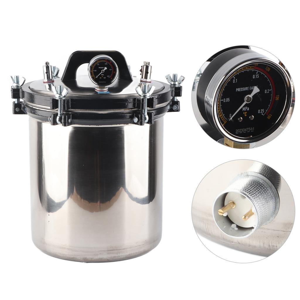 Steam Autoclave Portable High Temperature Pressure Pot Stainless Steel Machine 18L