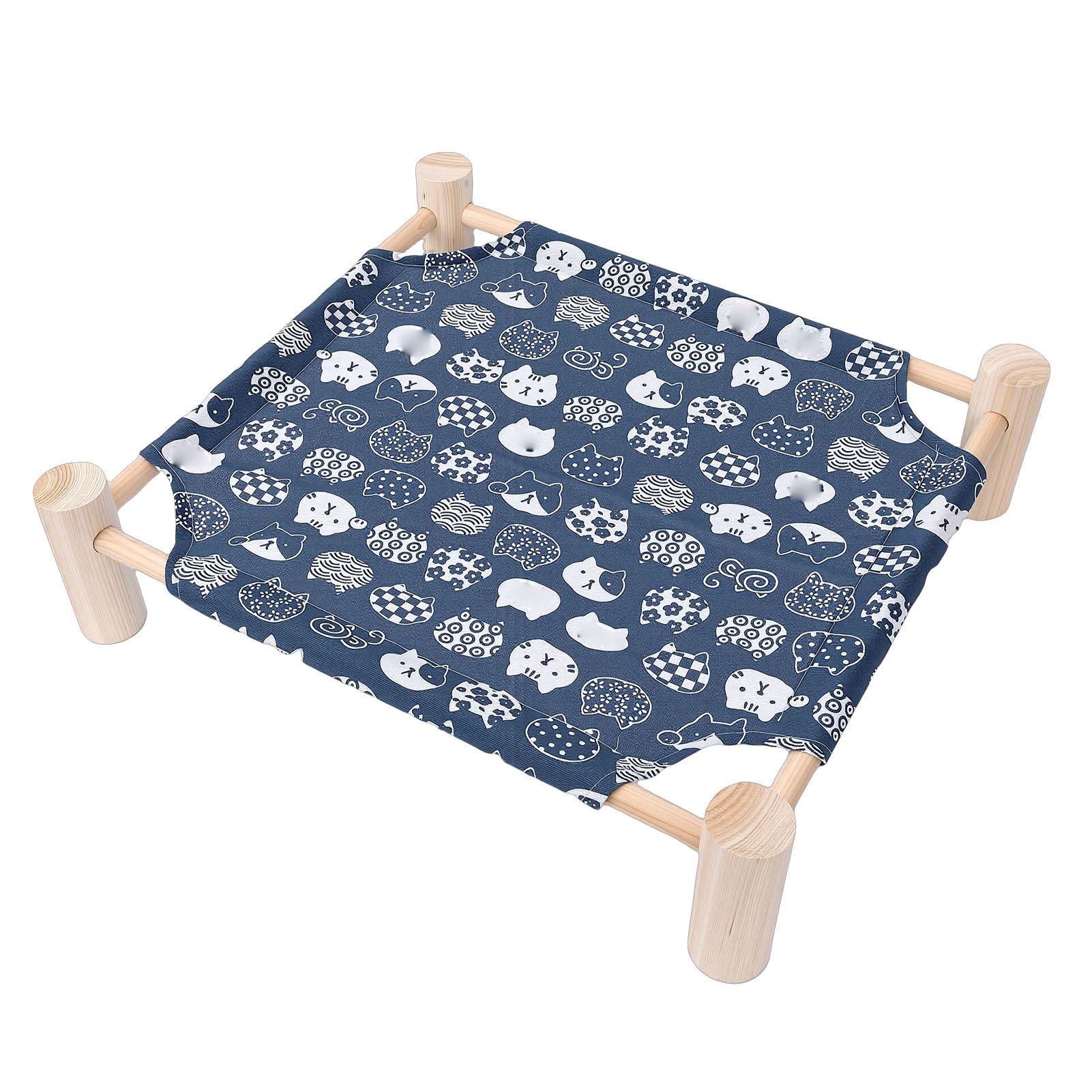 

Cat Dog Bed Hammock Anti Slip Comfortable Wooden Dog Elevated Bed Raised Dog Lounger Type 1