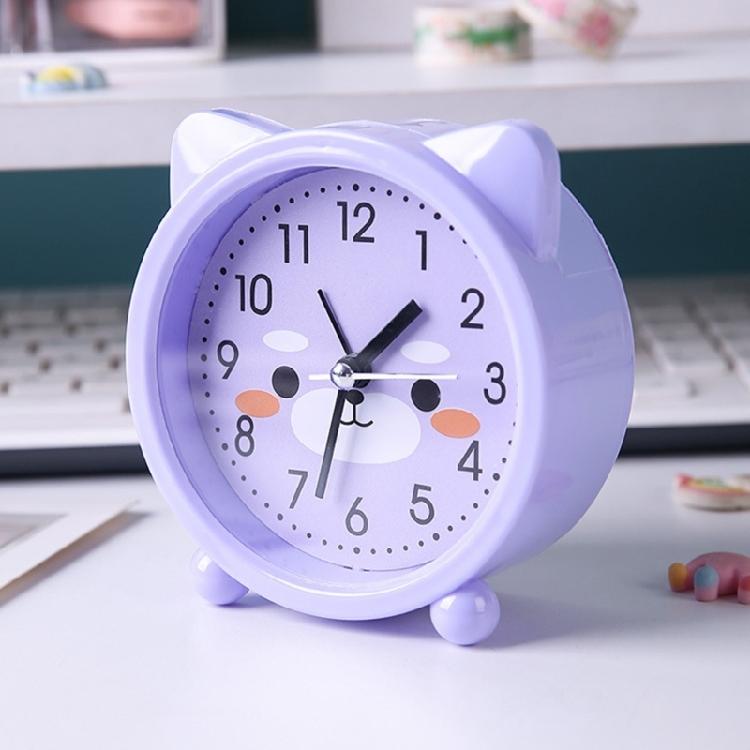 Kids' Decorative Kitten Alarm Clock with Ears and and Quiet Movement Perfectly for Bedroom or Dorm Accessory