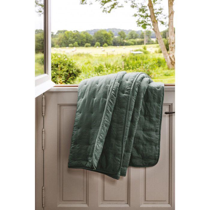 Quilted Blanket with Washed-wrinkled Look "Angkor" Toison d'Or - Angkor Eucalyptus - 150 X 200 Cm