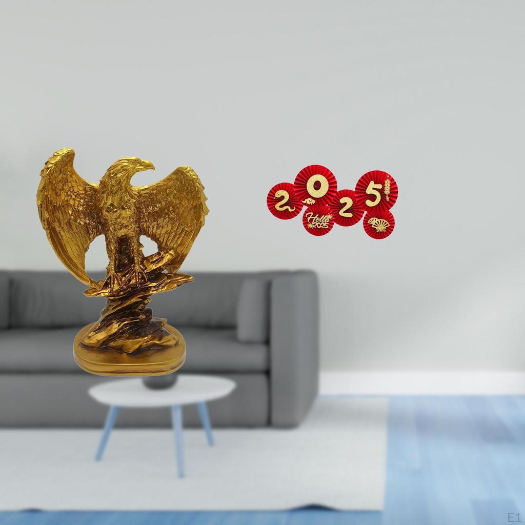 Majestic Sculpture Ornament for Home Office And Festive Spring Celebration with Decorative Paper Fan