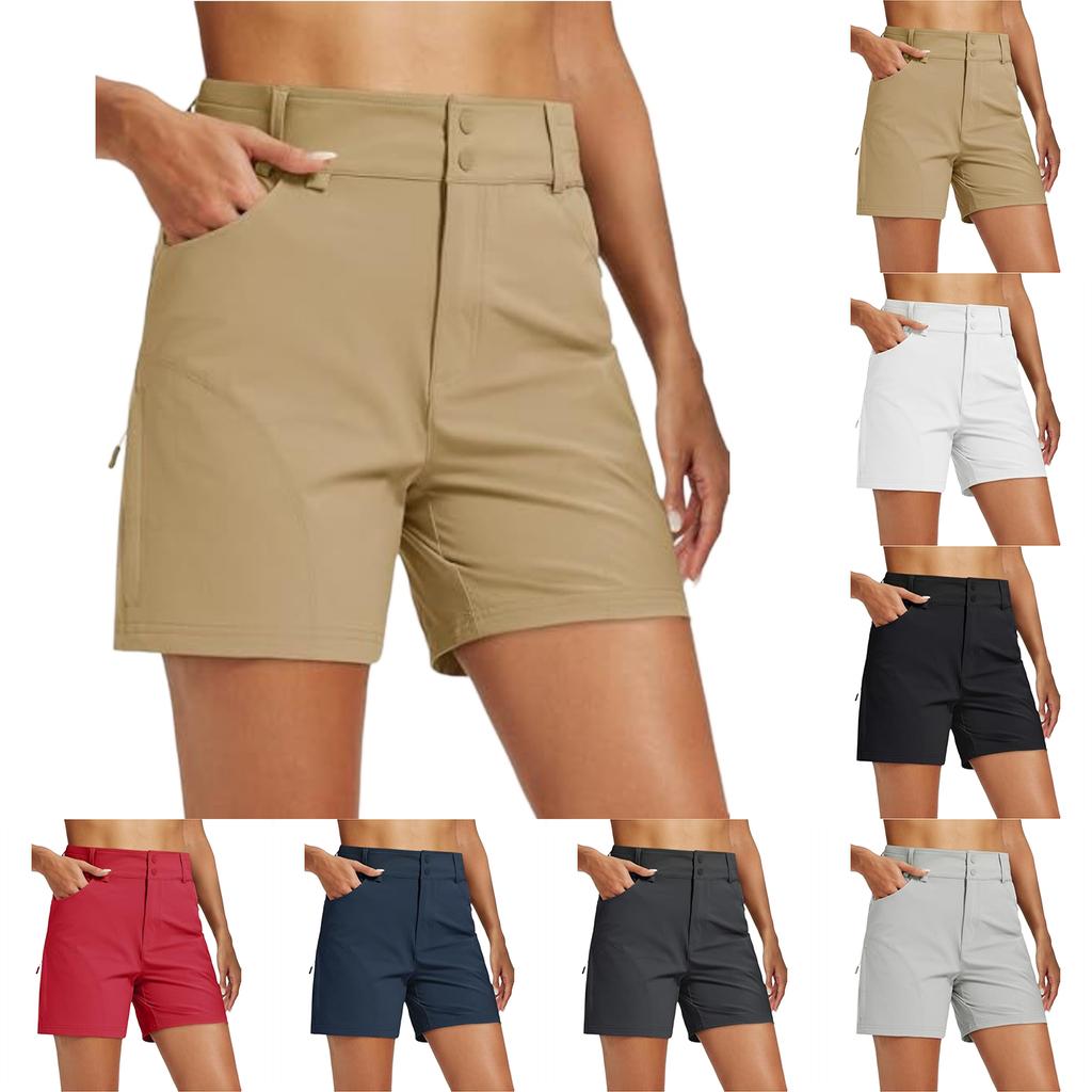 Leichte Wasserdichte Sportshorts für Damen mit Taschen Schnelltrocknendes Atmungsaktives Gewebe Bequeme Passform Outdoor-Sport Freizeitkleidung