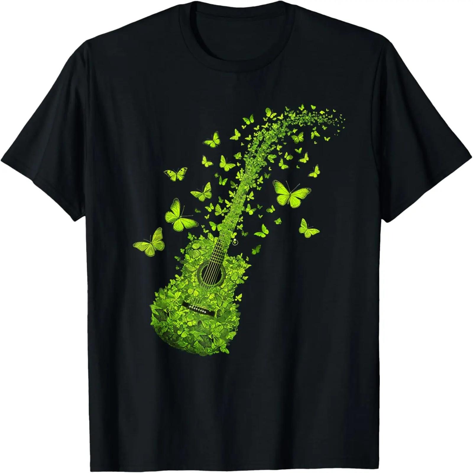 

Lime Green Guitar Made of Butterflies Graphic T-Shirt XXXXXL чёрный