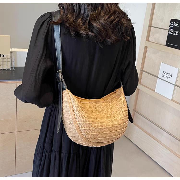 

Personalized Bag Women Fashionable All-matching Large Capacity Woven Dumpling Commuter Beach Shoulder 30x12x17
